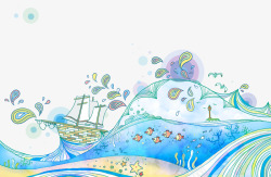 卡通航海背景海洋图案素材