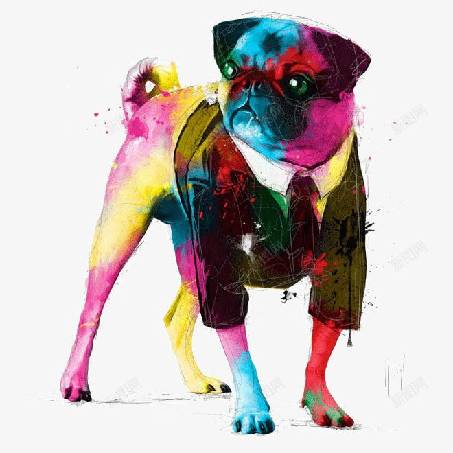 创意彩绘狗png免抠素材_新图网 https://ixintu.com 创意 彩绘 彩色 手绘 狗 绘画 缤纷色彩 艺术 设计