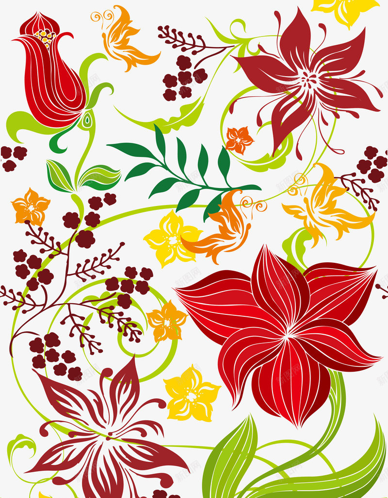 花卉植物印花png免抠素材_新图网 https://ixintu.com 图案设计 数码印花 植物素材 花卉印花