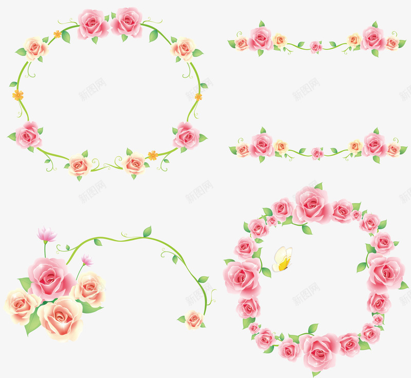 花朵边框背景png免抠素材_新图网 https://ixintu.com 花卉 花朵边框背景矢量图 花纹 花纹边框 花藤