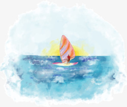 水彩画帆船海洋高清图片