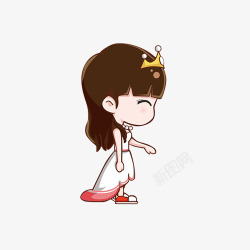 戴皇冠的女孩手绘卡通小女孩高清图片