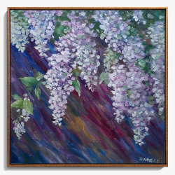 2016年秋冬款油画5月的紫藤花高清图片