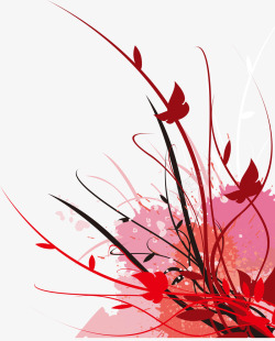 超美花卉素材库红色花卉蔓藤插画高清图片
