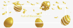 金色复活节金色彩蛋复活节横幅矢量图高清图片