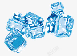 蓝色冰块元素素材