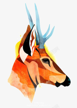 平面鹿素材平面创意彩绘动物高清图片