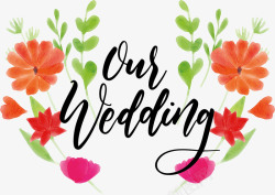 水彩植物婚礼标题框矢量图素材