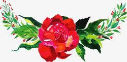 水彩红玫瑰浪漫花藤矢量图素材
