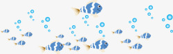 蓝色飘群蓝色梦幻气泡鱼群高清图片