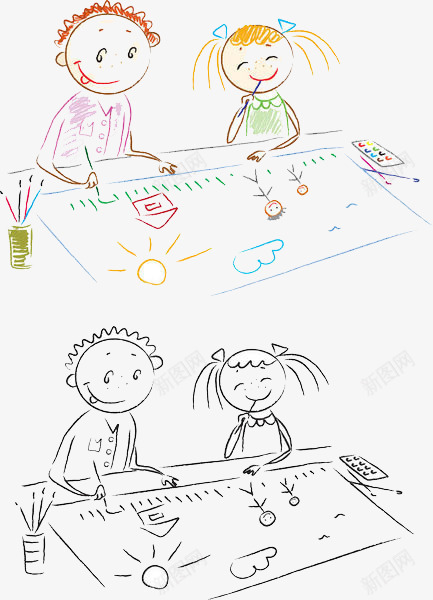 在一起作画的小孩png免抠素材_新图网 https://ixintu.com 书画比赛 作画 创意 勾勒 手绘 描绘 涂抹 画图 画画 素描 纸笔 绘出 绘图 绘画 色彩应用