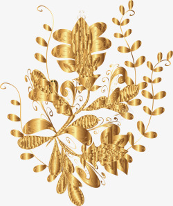金色清新花藤装饰图案素材