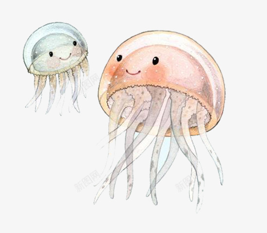 卡通海洋水母png免抠素材_新图网 https://ixintu.com 大海 彩色水母 水母 海底 海洋 红色水母