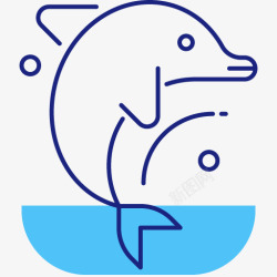 水彩卡通手绘海豚素材