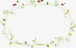 绿色圣诞树草圈框架素材