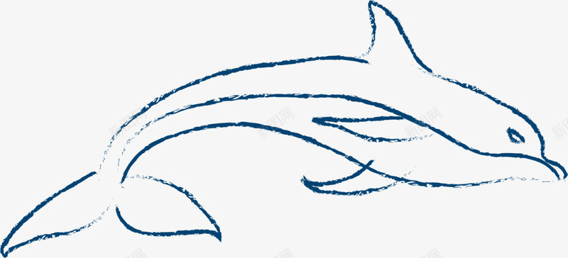 蓝色线条手绘海豚png免抠素材_新图网 https://ixintu.com 6月8号 世界海洋日 大海 手绘海豚 线条海豚 自然