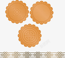 月饼和中国风装饰条纹素材