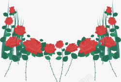红玫瑰花藤矢量图素材