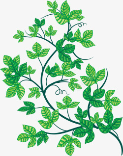 卡通绿色藤蔓装饰矢量图素材
