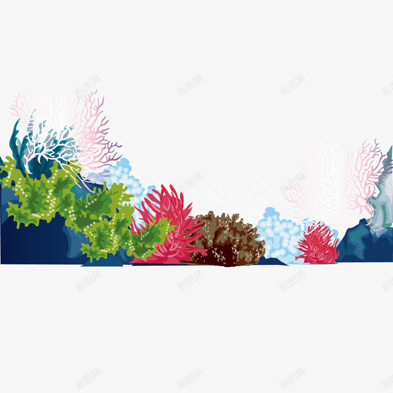 卡通珊瑚群png免抠素材_新图网 https://ixintu.com 彩色 海洋 珊瑚 花纹