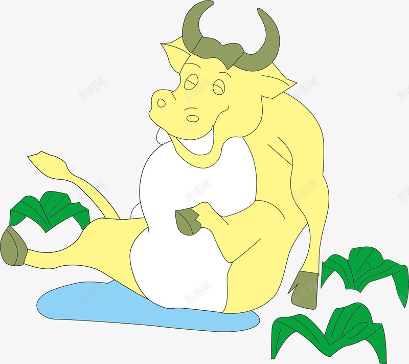 卡通十二生肖png免抠素材_新图网 https://ixintu.com 丑牛 动物 十二生肖 卡通 可爱 牛 生肖 色彩 设计