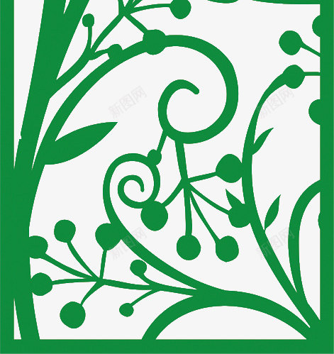 植物花纹边框png免抠素材_新图网 https://ixintu.com 绿色植物 藤条花纹