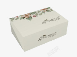 经典抽纸包装白色花朵叶子鞋盒高清图片