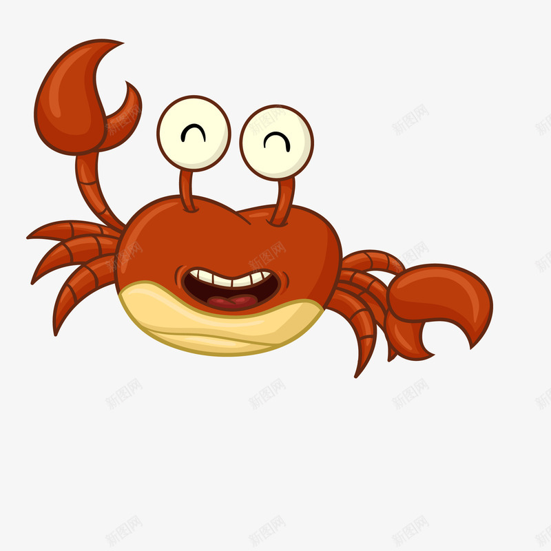 卡通快乐的螃蟹动物矢量图ai免抠素材_新图网 https://ixintu.com 动物设计 卡通 快乐 沙滩 海洋 红色 螃蟹 矢量图