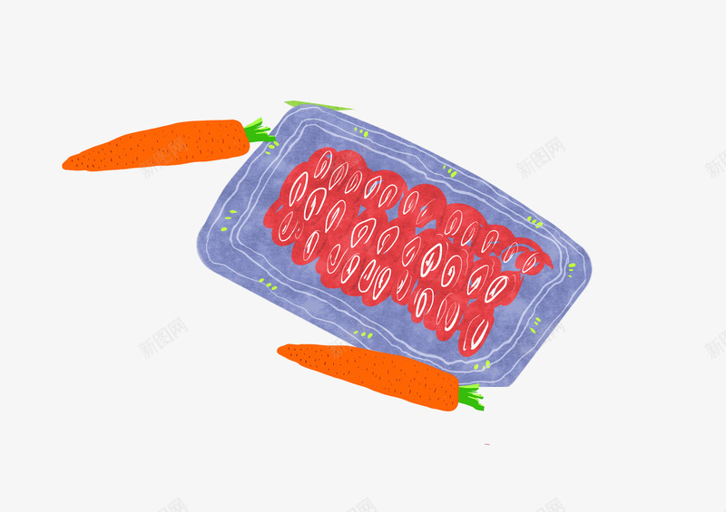 水彩卡通胡萝卜羊肉png免抠素材_新图网 https://ixintu.com 创意 卡通 手绘 水彩 笔刷 羊肉 胡萝卜 设计