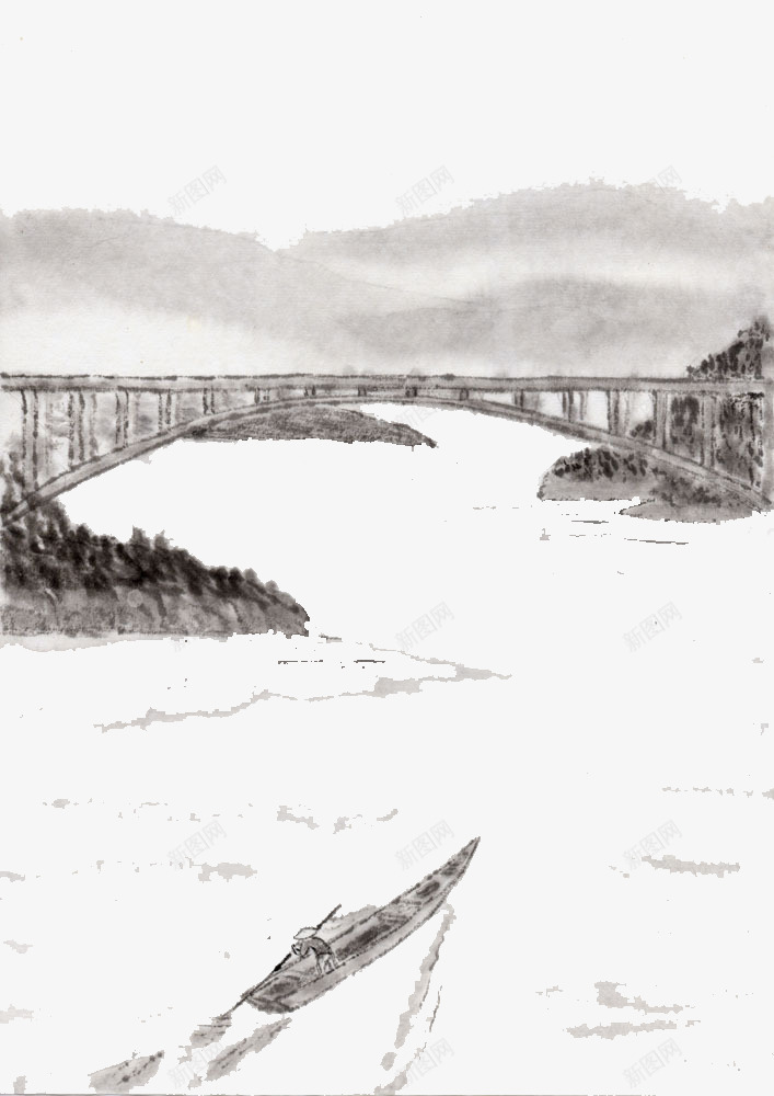 长江大桥png免抠素材_新图网 https://ixintu.com 其实 固然具诗境之美 更偏于 水墨桥 绘画的形式美