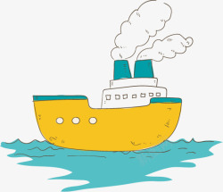 海洋轮船手绘卡通轮船高清图片