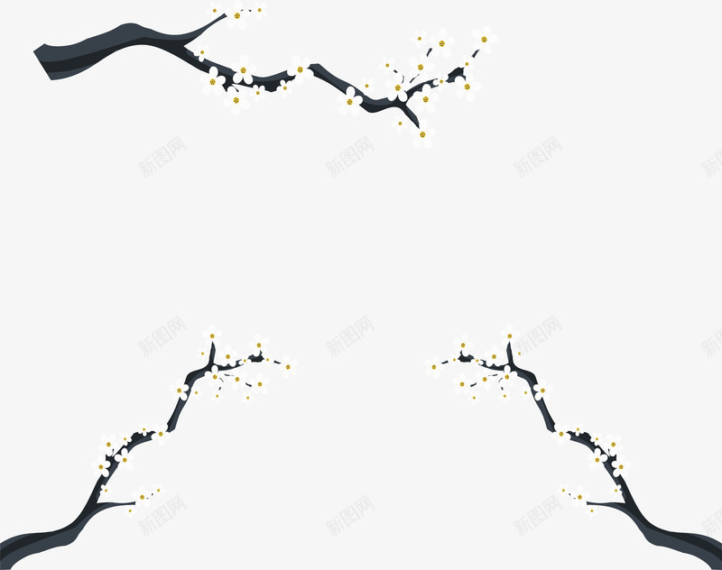 白色中秋桃花枝png免抠素材_新图网 https://ixintu.com 中秋节 中秋节桃花 桃花 桃花枝 白色桃花 矢量png