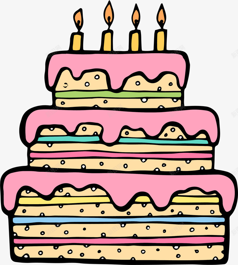可爱手绘蛋糕甜食png免抠素材_新图网 https://ixintu.com 可爱 手绘 甜食 生日庆祝 矢量图案 蛋糕 装饰