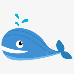 蓝色的卡通海洋鲸鱼矢量图素材