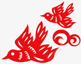 红色燕子图案psd免抠素材_新图网 https://ixintu.com 中国风 印花 燕子 红色