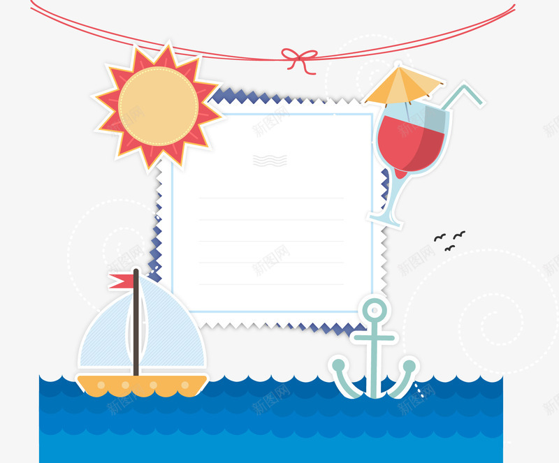 手绘卡通航海图标便利贴矢量图ai_新图网 https://ixintu.com 卡通 手绘 标签 海洋 航海 矢量图