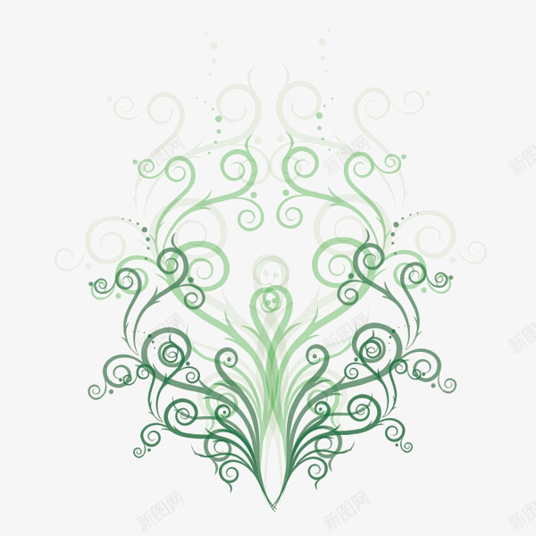 绿色对称花纹png免抠素材_新图网 https://ixintu.com 印花 对称 底纹 绿色 花纹 花边 装饰