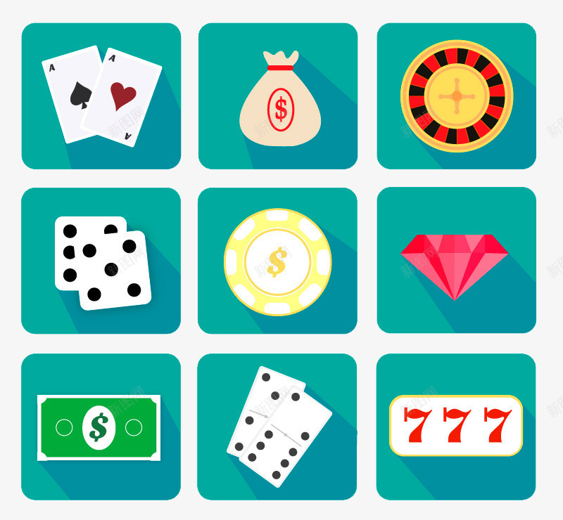 蓝色方块赌博元素图标png_新图网 https://ixintu.com 元素 图标 筹码 赌博 运气