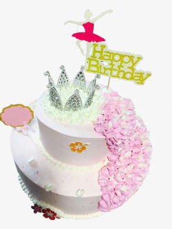 芭蕾皇冠女孩生日蛋糕素材