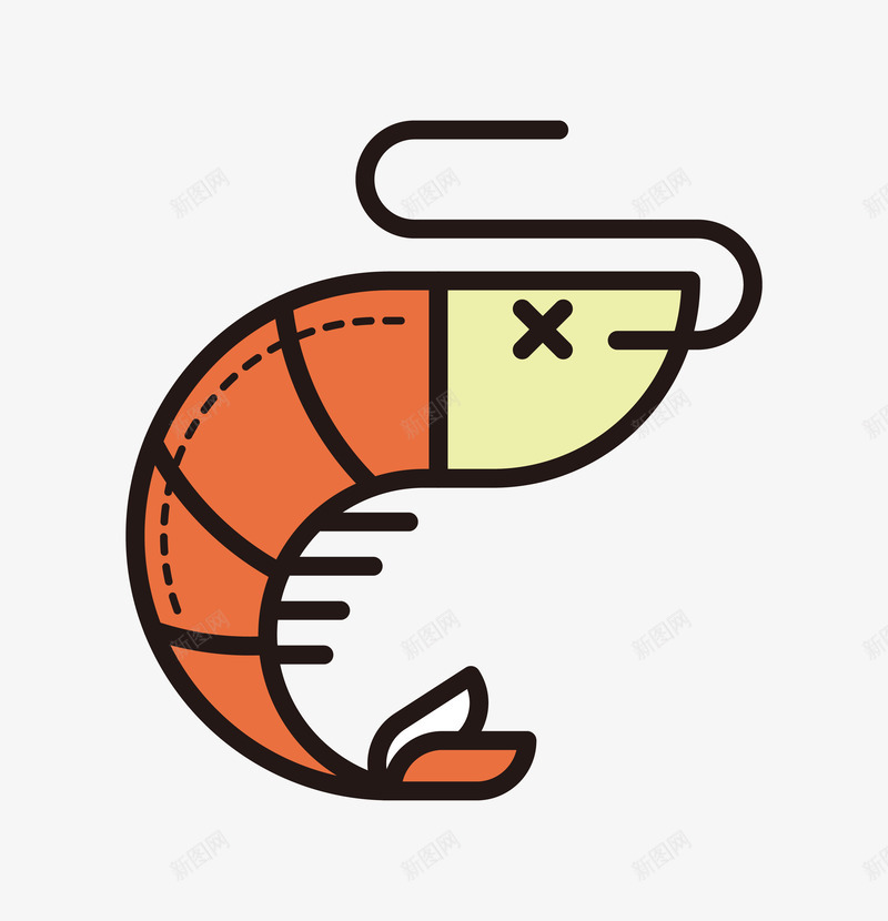 手绘卡通大虾简图图标png_新图网 https://ixintu.com 大虾 大虾图标 对虾 海洋生物 海鲜 简图
