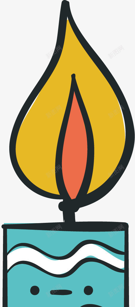 彩色蜡烛png免抠素材_新图网 https://ixintu.com 实用 手绘 条纹 橙色火焰 火苗 燃烧 蜡烛