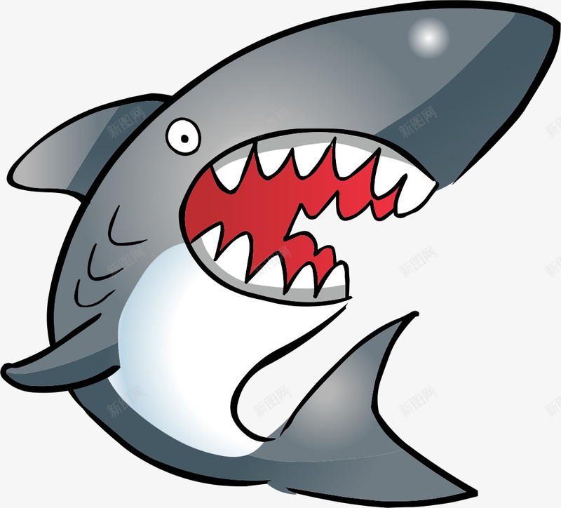 卡通鲨鱼矢量图ai免抠素材_新图网 https://ixintu.com AI 卡通 手绘 海 海洋 灰色 线条 鱼 鲨鱼 矢量图