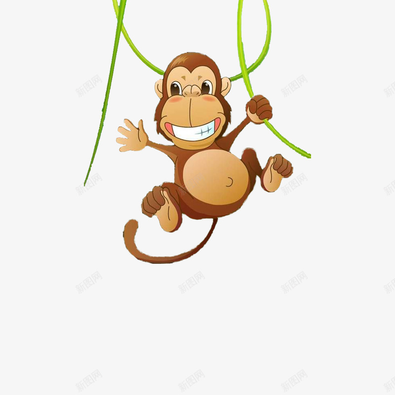 玩耍的小猴子png免抠素材_新图网 https://ixintu.com PNG 小猴子 水彩 玩耍 藤蔓