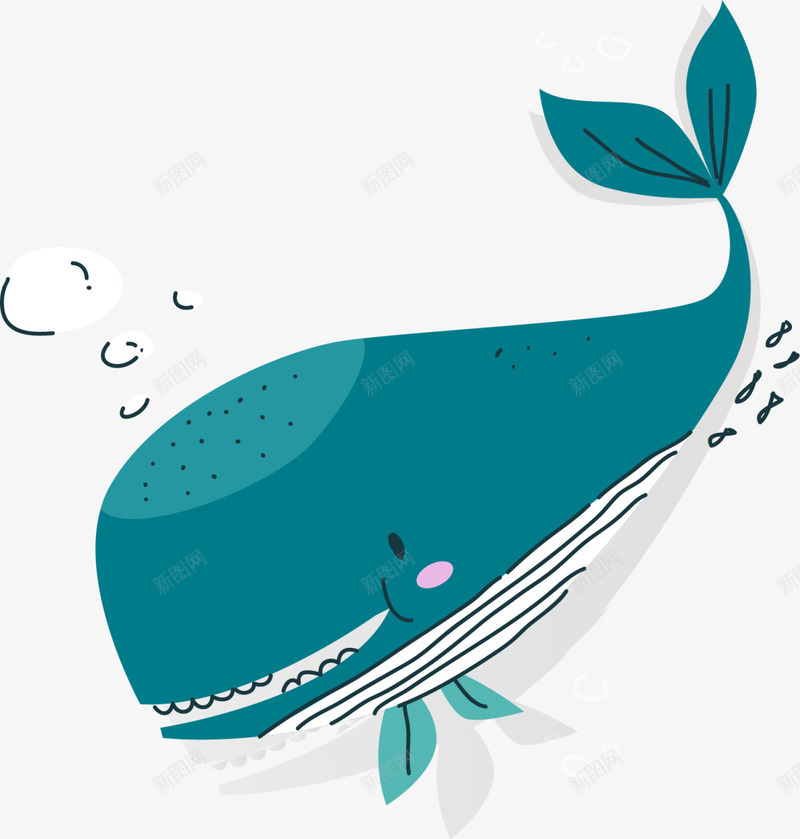 绿色扁平可爱鲸鱼png免抠素材_新图网 https://ixintu.com 6月8号 世界海洋日 可爱鲸鱼 大海 大鱼 扁平鲸鱼 绿色鲸鱼 自然