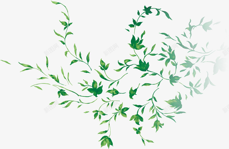 绿色清新手绘花藤植物端午png免抠素材_新图网 https://ixintu.com 植物 清新 端午 绿色