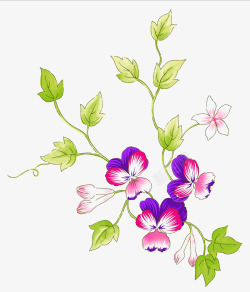 手绘紫色藤曼花朵素材