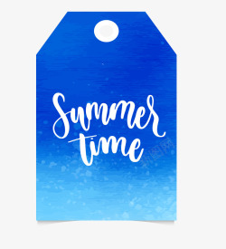 蓝色促销框水彩夏日标签矢量图素材