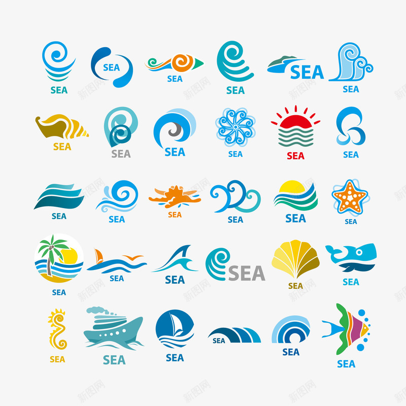 海洋标签元素图标png_新图网 https://ixintu.com EPS LOGO设计元素 海洋标签
