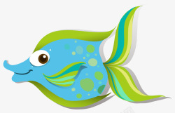 卡通手绘蓝绿色可爱小鱼素材