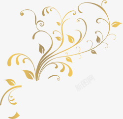 想上衍生的金色花藤装饰素材